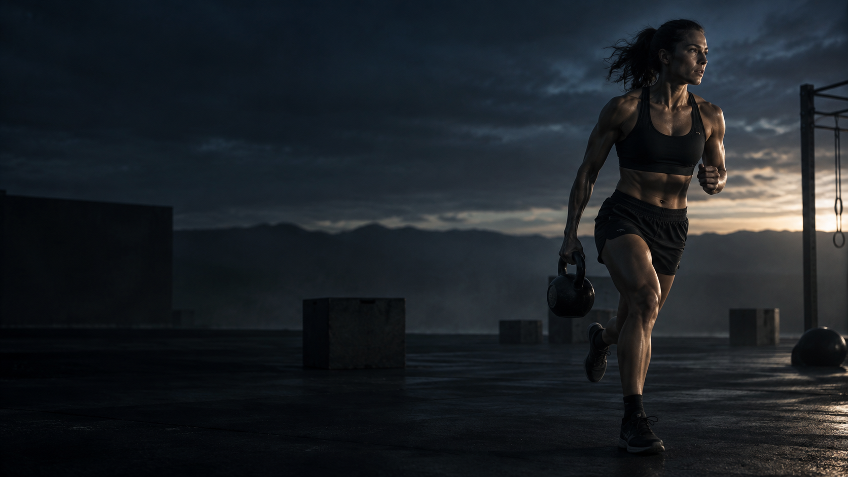 Athlete training at dawn